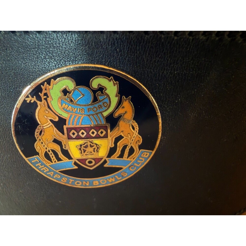 Vintage 70s Mulberry Black Leather Stable Trophy Belt w/ British Heraldry Badges - Picture 13 of 13